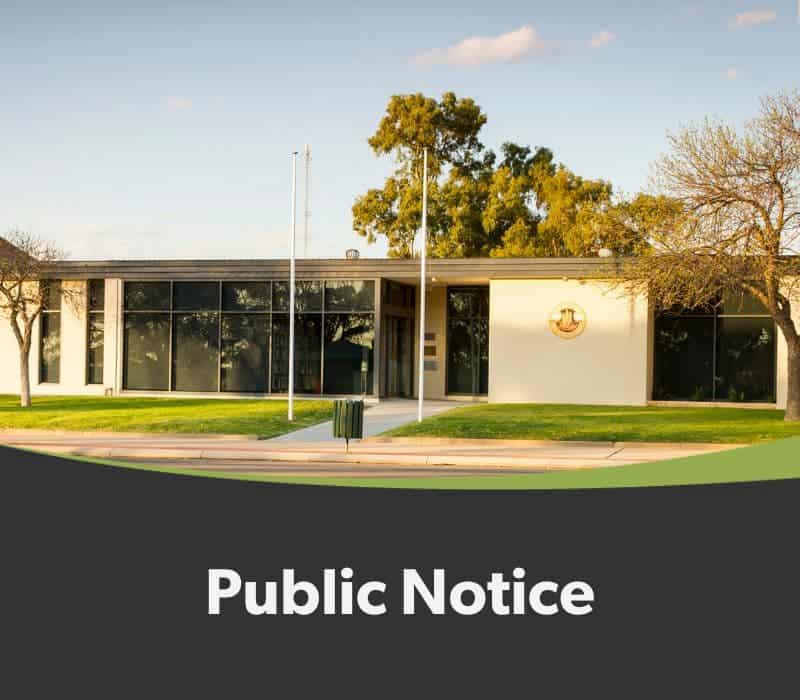 Image of the Shire of Mt Marshall Building with the text 'Public Notice'
